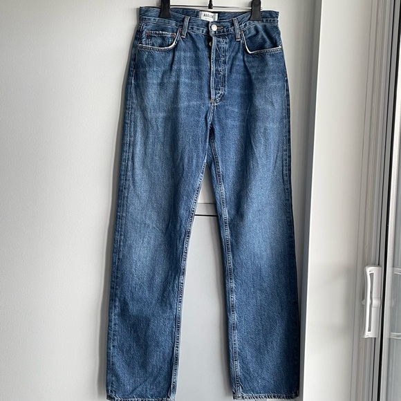 AGOLDE Blue 90's Pinch Waist High Rise Straight Jeans - Picture 4 of 12